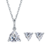 Classic triangle S925 silver plated platinum Moissanite diamond pendant earring set 3